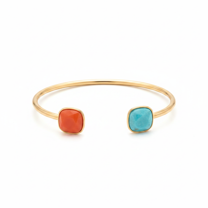 Jonc Valencia Turquoise Orange fond blanc