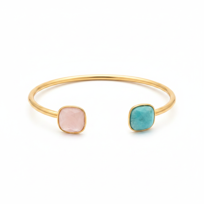 Jonc Valencia Turquoise Rose fond blanc